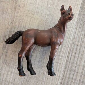 2003 Schleich Arabian Foal Retired Brick Brown Baby Horse 3" tall-Used Toy